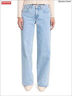 Wide Leg Low Rise Non-Stretch Denim Jeans 5-Pocket Casual